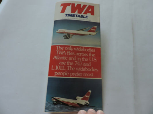 TWA  TIMETABLE OCTOBER 1-OTOBER 25, 1980