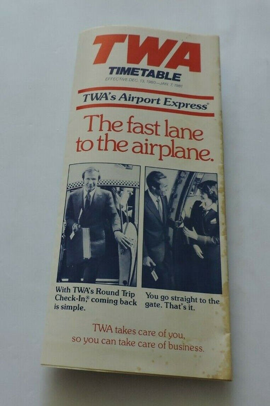 TWA  TIMETABLE   DECEMBER 13, 1980-JANUARY 7,1981