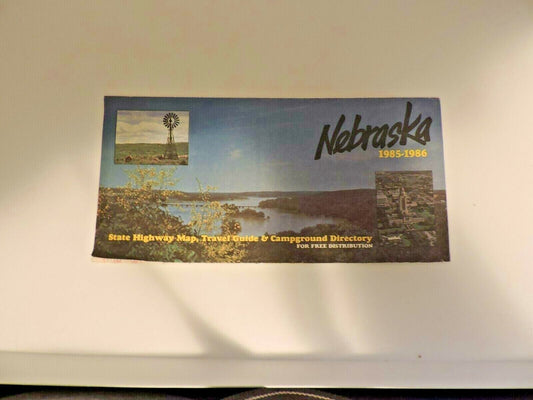 Vintage 1985-1986 Nebraska State Highway Folding Map