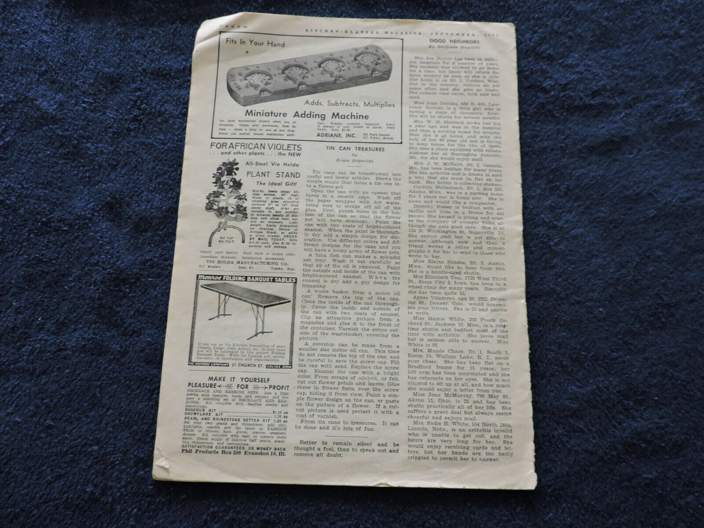 Kitchen-Klatter Magazine September 1954
