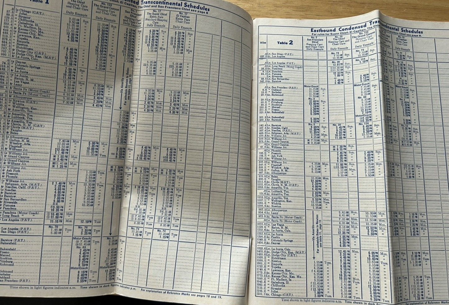 SANTA FE TIEMETABLE 1962 FEBRUARY, MARCH, APRIL
