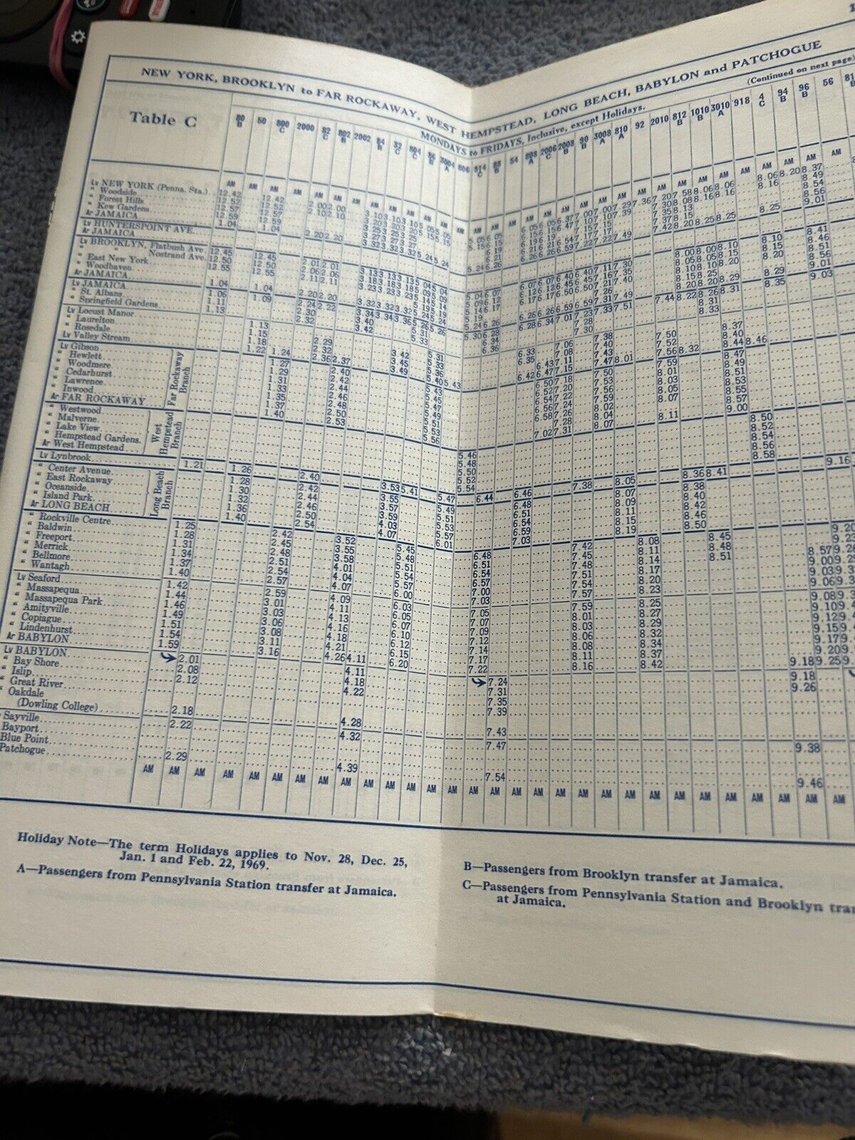 RAILROAD TIMETABLE: LONG ISLAND METROPOLITAN NOVEMBER 25, 1968