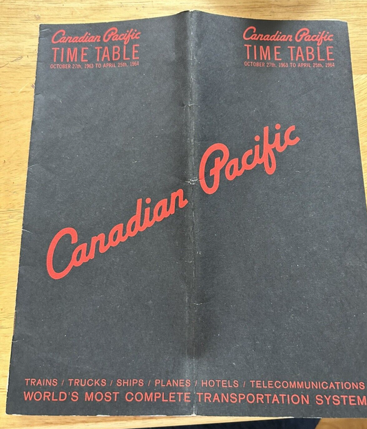 CANDIAN PACIFIC TIMETABLE OCTOBER 27, 1963-APRIL 25, 1964