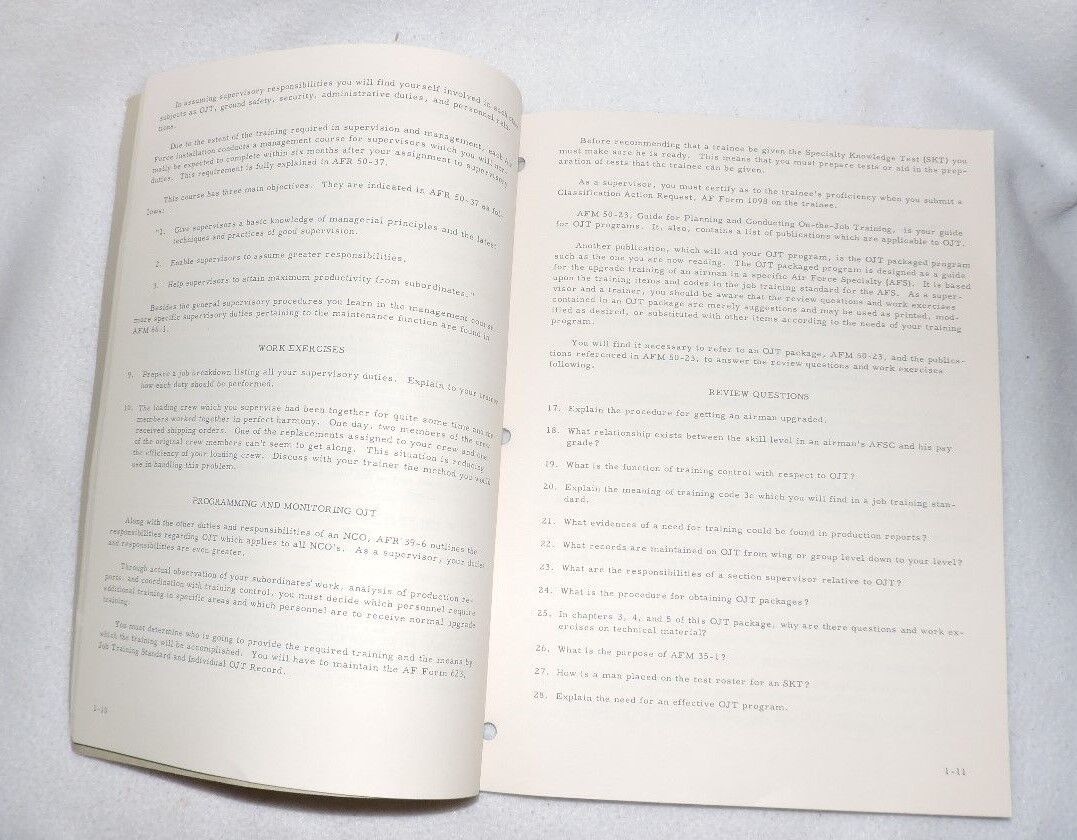 Air Force Weapons Maintenance Supervisor OJT Package (November 1961)