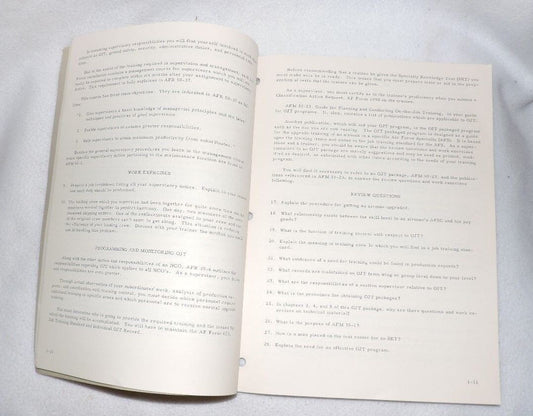 Air Force Weapons Maintenance Supervisor OJT Package (November 1961)