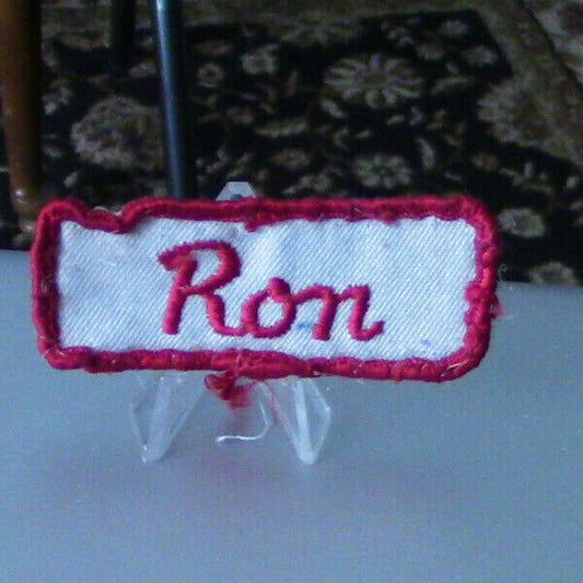 Uniform, Name Patch: RON (White Background/Red Outline & Letters)