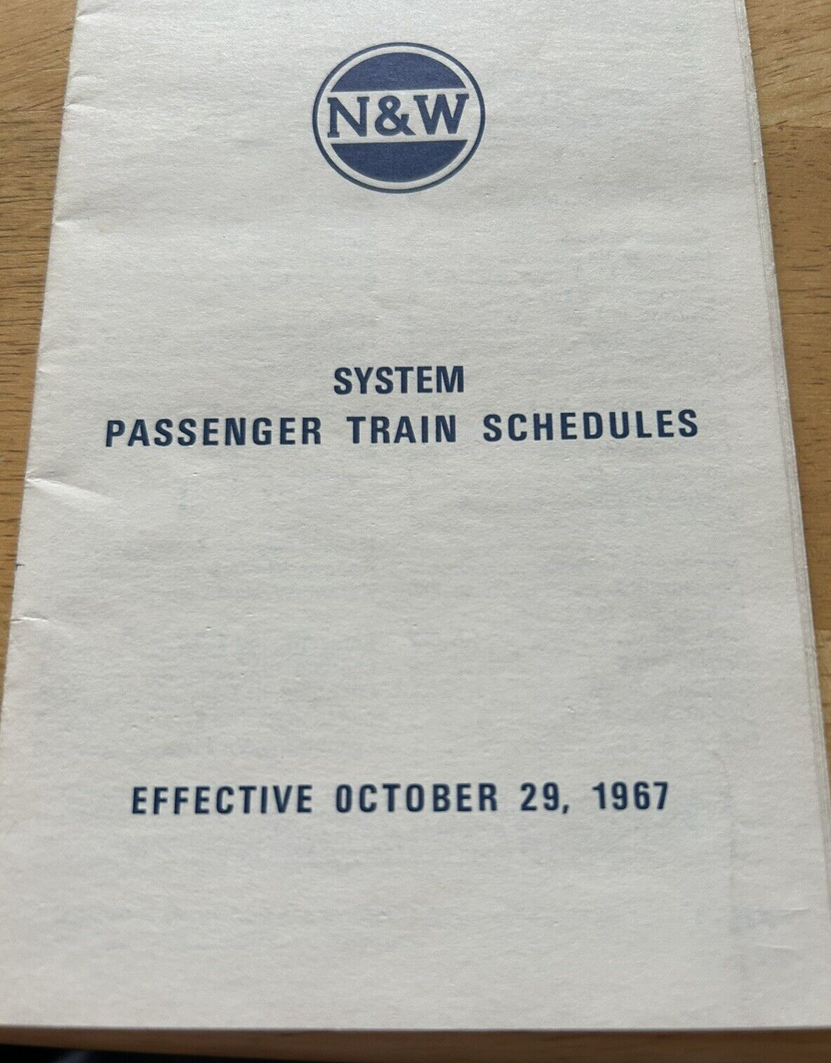 NORFOLK AND WESTERN RAILWAY SYSTEM PASSENGER TRAIN SCHEDULES OCTOBER 29, 1967