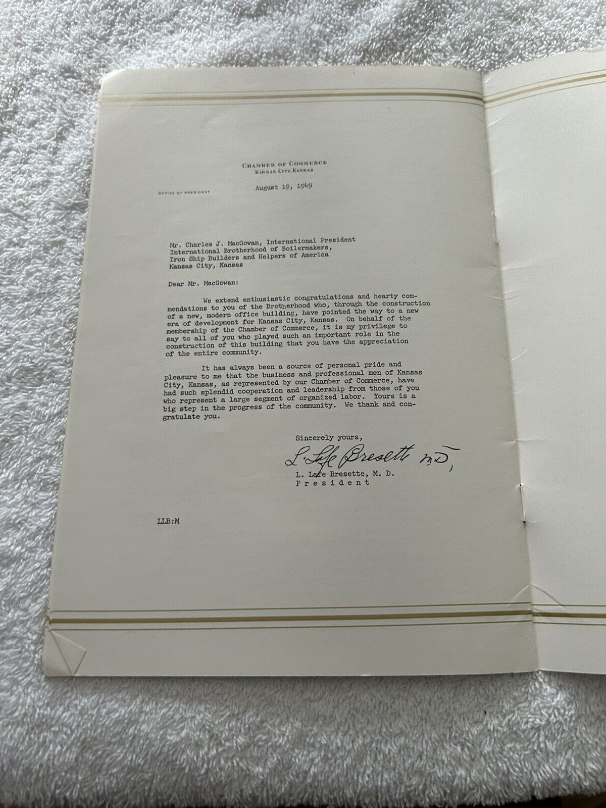 OFFICIAL DEDICATION PROGRAM: THE NEW BROTHERHOOD BUILDING KCKS 1949