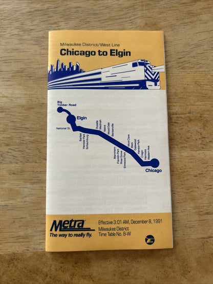 Milwaukee District Time Tables Dec 8 1991 Metra