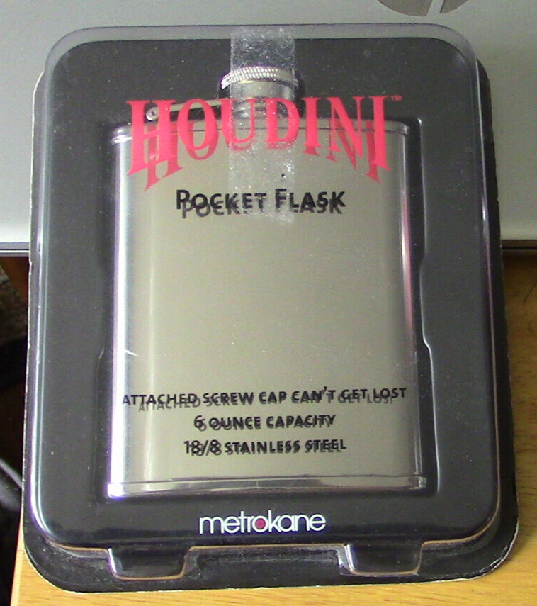 Pocket Flask 6oz 18/8 Stainless Steel Rabbit (Houdini) Metrokane Polished Finish