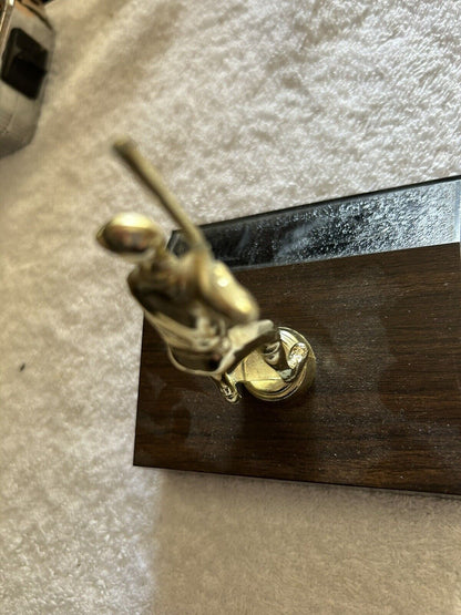TROPHY: BATTER --PLASTIC--WOOD BASE--4.5X3.5X 4 INCHES