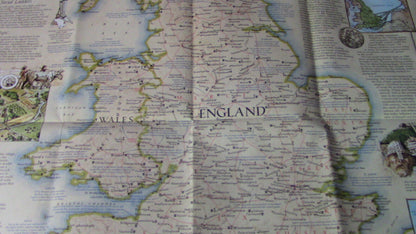 The National Geographic Magazine Map The British Isles & Medieval England 1979