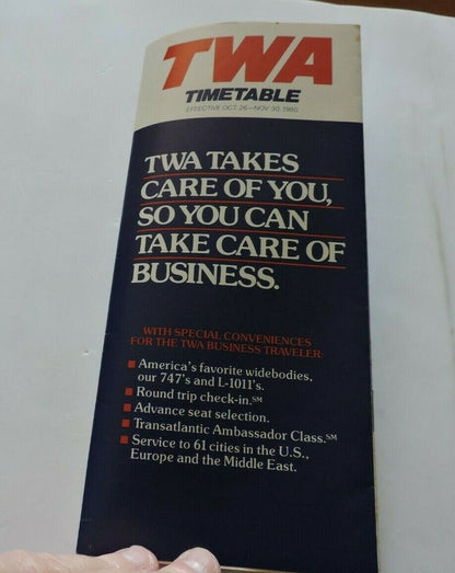 TWA  TIMETABLE    OCTOBER 26-NOVEMBER 30,1980