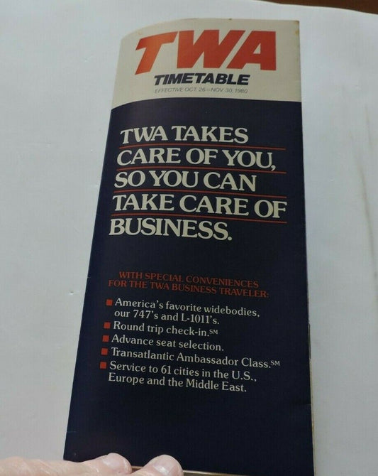 TWA  TIMETABLE    OCTOBER 26-NOVEMBER 30,1980