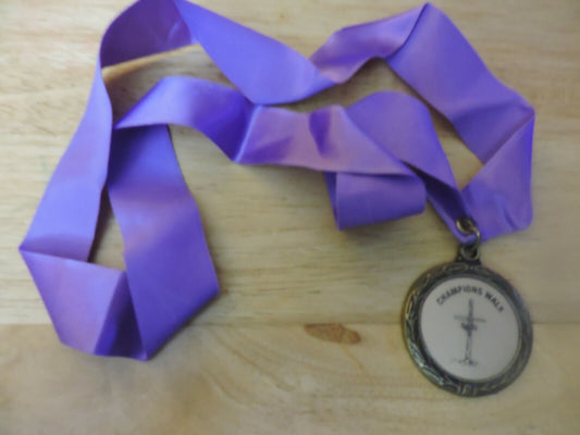 RELIGIOUS 1.75 INCH MEDAL:  CHAMPIONS WALK PURPLE RIBBON