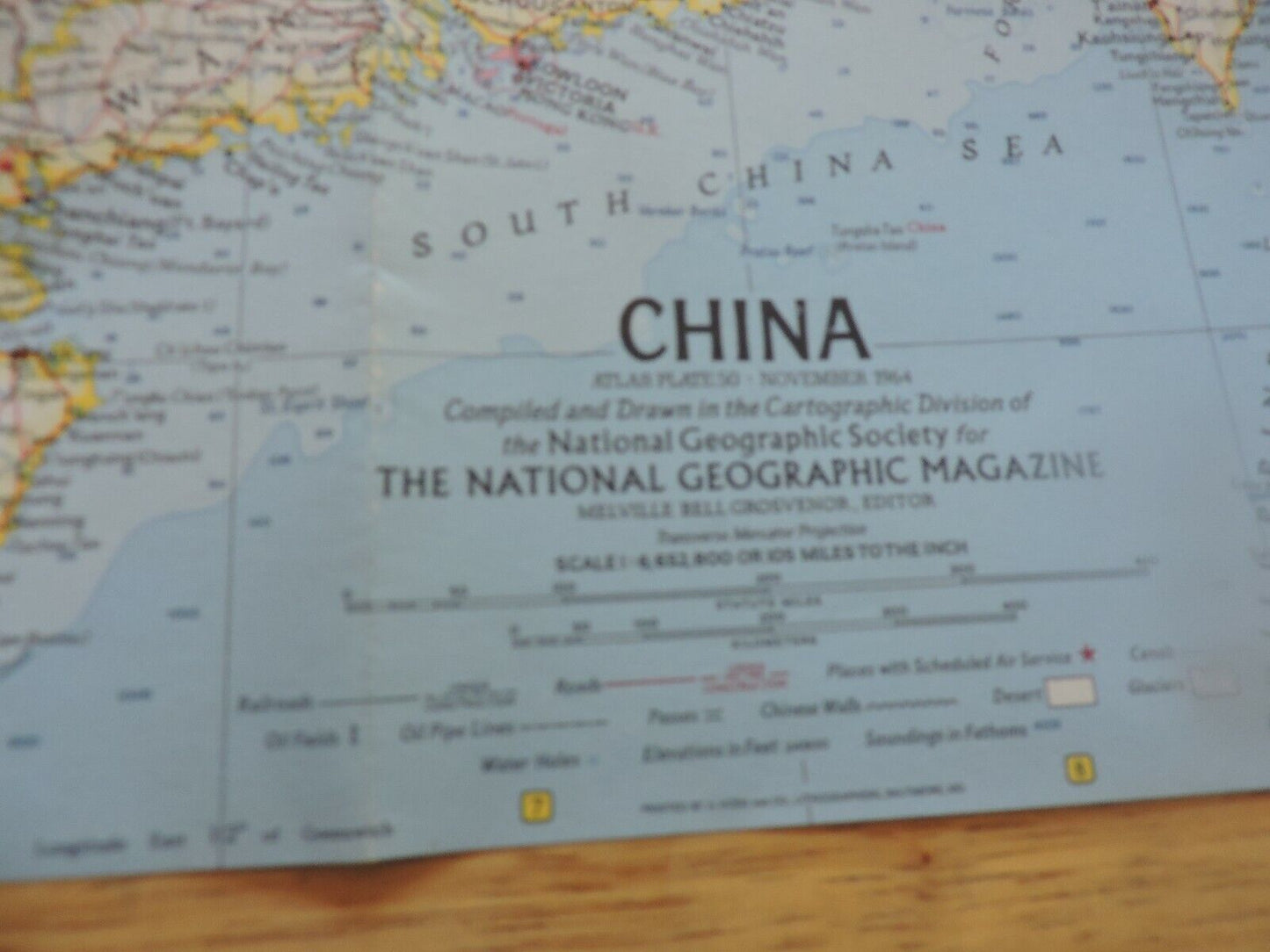 NATIONAL GEORGRAPHIC MAP OF CHINA  1964