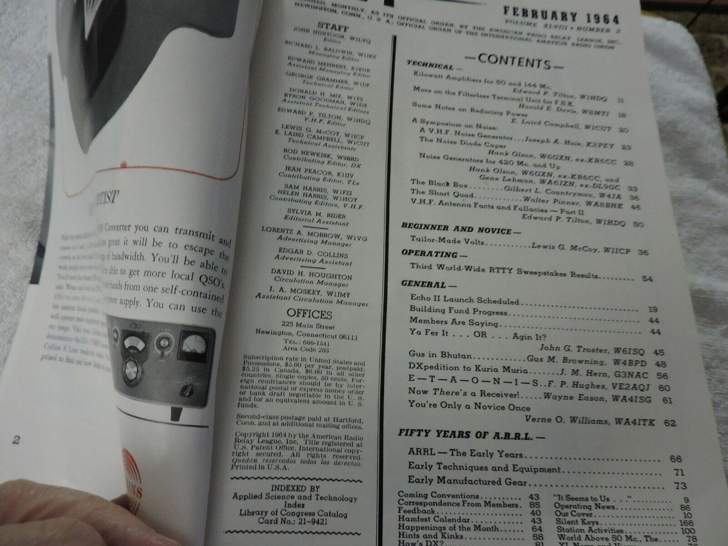 QST AMATEUR RADIO MAGAZINE FEBRUARY 1964  50TH ANNIVERSARY
