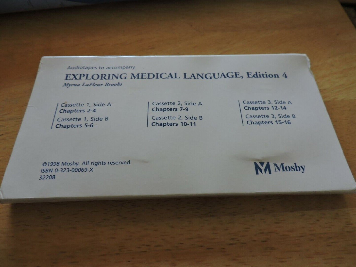 EXPLORING MEDICAL LANGUAGE, EDITION 4, MOSBY 1998--- 3 CASSETTE TAPES