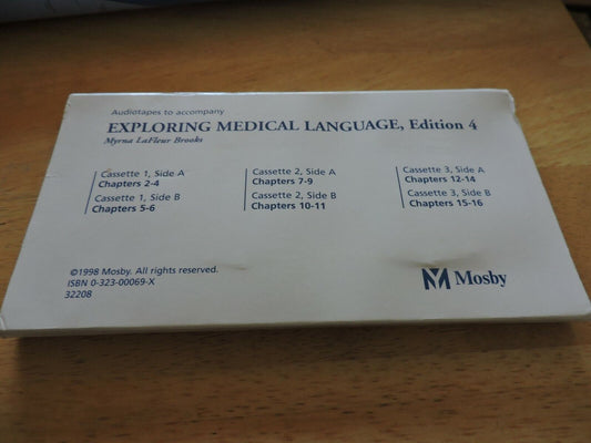 EXPLORING MEDICAL LANGUAGE, EDITION 4, MOSBY 1998--- 3 CASSETTE TAPES