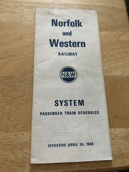 NORFOLK AND WESTERN RAILWAY SYSTEM PASSENGER TRAIN SCHEDULES Eff. APRIL 24. 1966