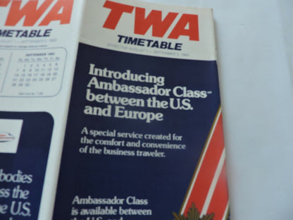 TWA  TIMETABLE AUGUST 1-SEPTEMBER 3. 1980