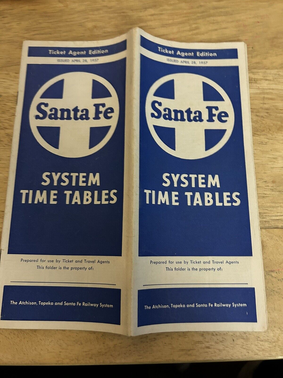 SANTA FE SYSTEM TIMETABLES TICKET AGENT EDITION APRIL 28, 1957