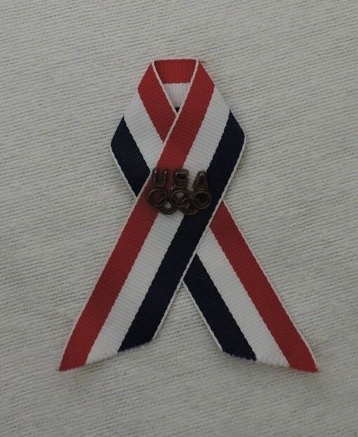 Team USA Olympics Pin with Red/White/Blue Ribbon