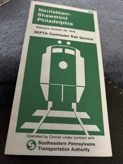 TIMETABLE: NORRISTOWN-SHAWMONT PHILADELPHIA SEPTA COMMUTER 1978