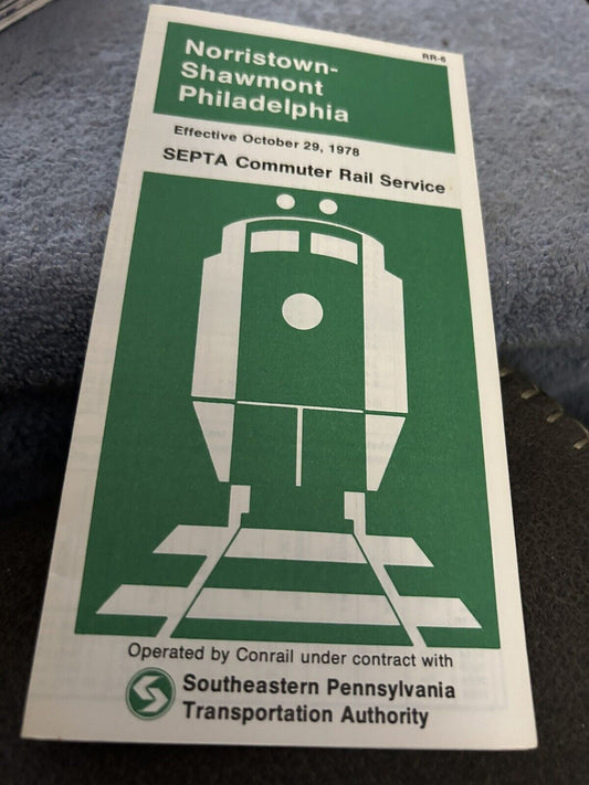 TIMETABLE: NORRISTOWN-SHAWMONT PHILADELPHIA SEPTA COMMUTER 1978
