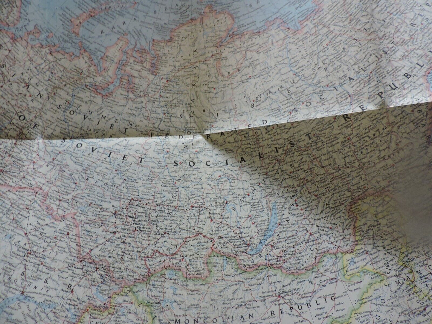 NATIONAL GEOGRAPHIC SOCIETY MAP OF THE EASTERN SOVIET UNION 1967