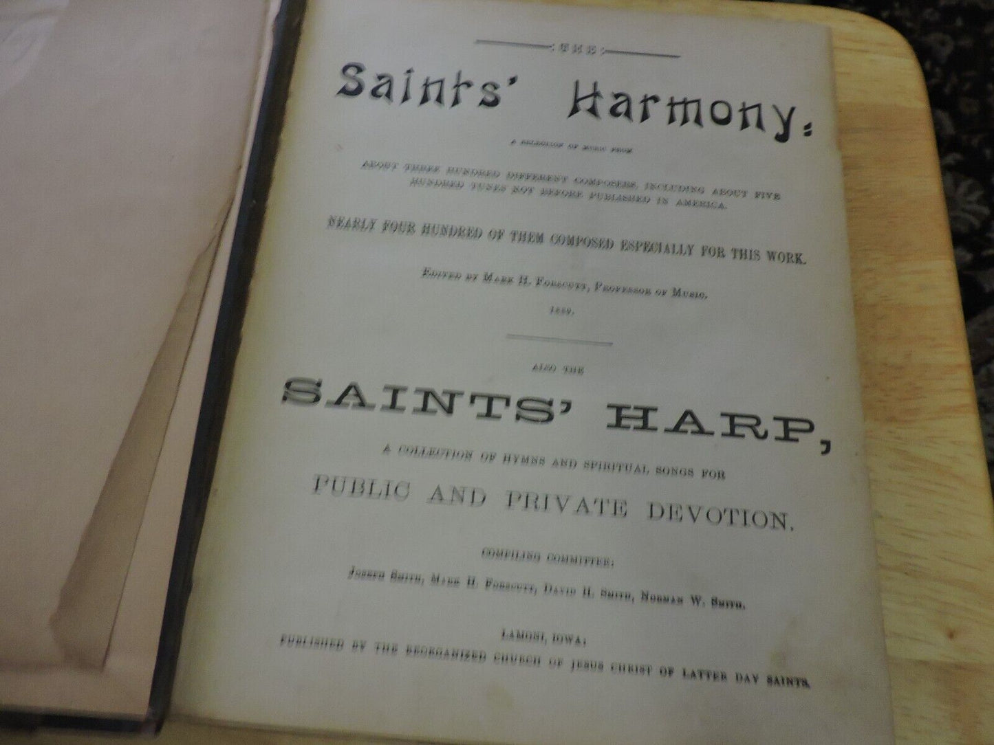 SAINTS HARMONY: A COLLECTION OF HYMNS AND SPIRITUAL SONGS  1889