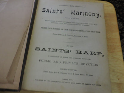 SAINTS HARMONY: A COLLECTION OF HYMNS AND SPIRITUAL SONGS  1889