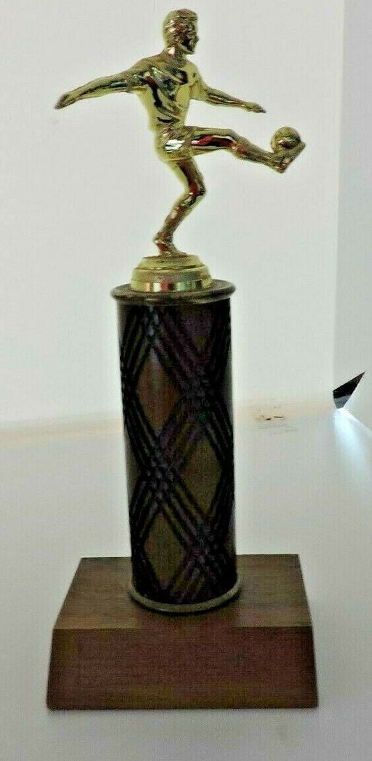 SOCCER TROPHY-10  INCHES TALL,  3X4  INCH WOODEN  BASE