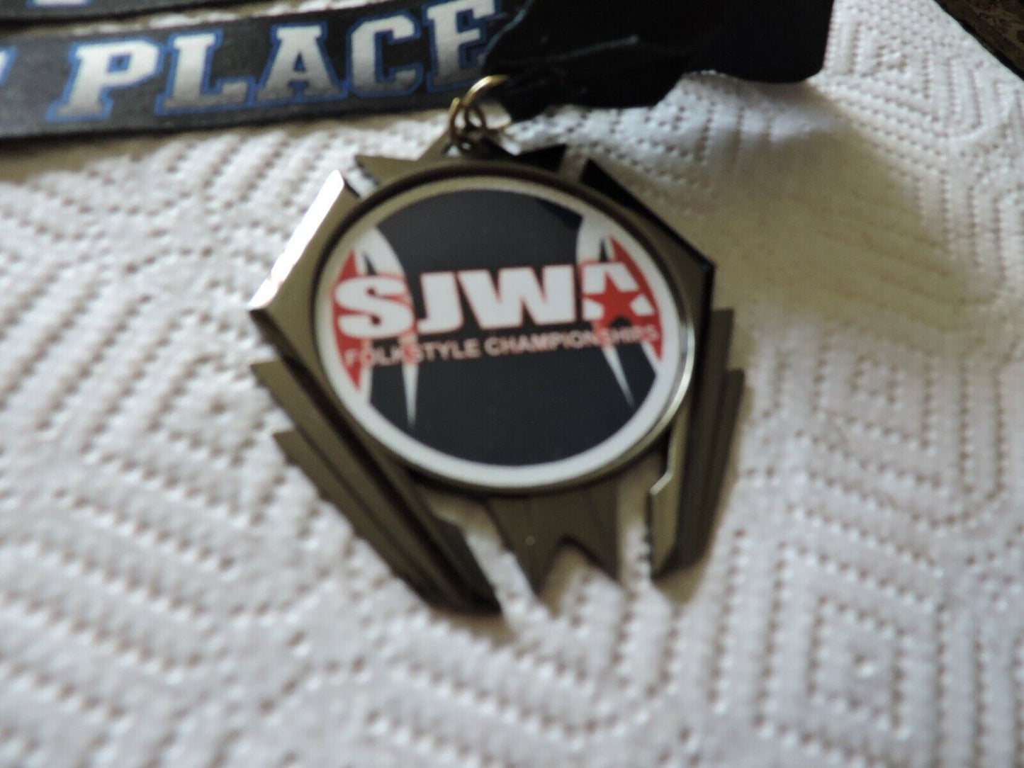 SJWA FOLK STYLE  CHAMPIONSHIPS MEDAL WITH 1ST PLACE BLACK RIBBON