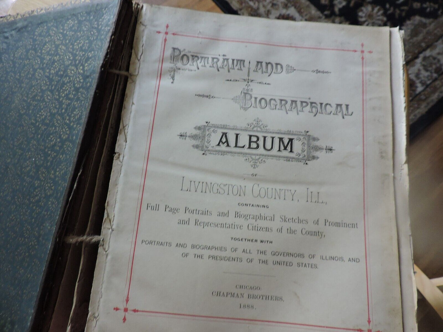 VINTAGE: 1888 PORTAIT AND BIOGRAPHICAL ALBUM LIVINGSTON COUNTY, IL
