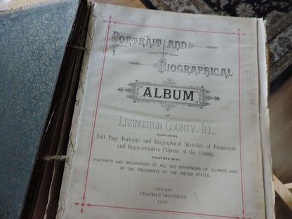 VINTAGE: 1888 PORTAIT AND BIOGRAPHICAL ALBUM LIVINGSTON COUNTY, IL