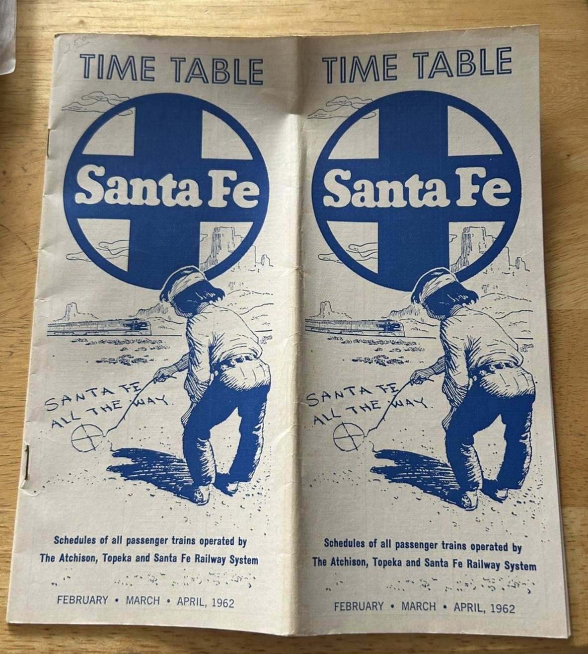 SANTA FE TIEMETABLE 1962 FEBRUARY, MARCH, APRIL