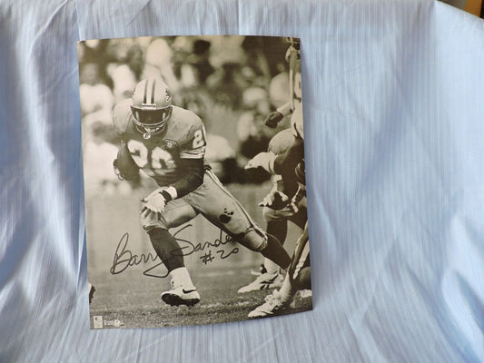 Signed Barry Sanders #20 Detroit Lions Photo Reprint-Rare Black and White