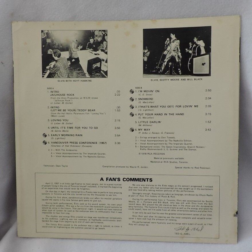 Elvis Presley "A Canadian Tribute" Album 1978 Vinyl Album