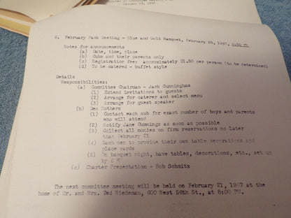Vintage 1960's Cub Scout Pack 186 Committee Meeting Minutes Documents