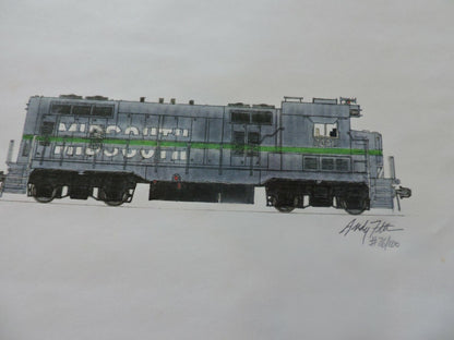MID SOUTH TRAIN  ENGINE SIGNED & NUMBERED  PRINT 14X8.5 INCHES