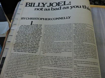 ROLLING STONE MAGAZINE: BILLY JOEL TAKES CHANCES:  OCTOBER 28TH, 1982