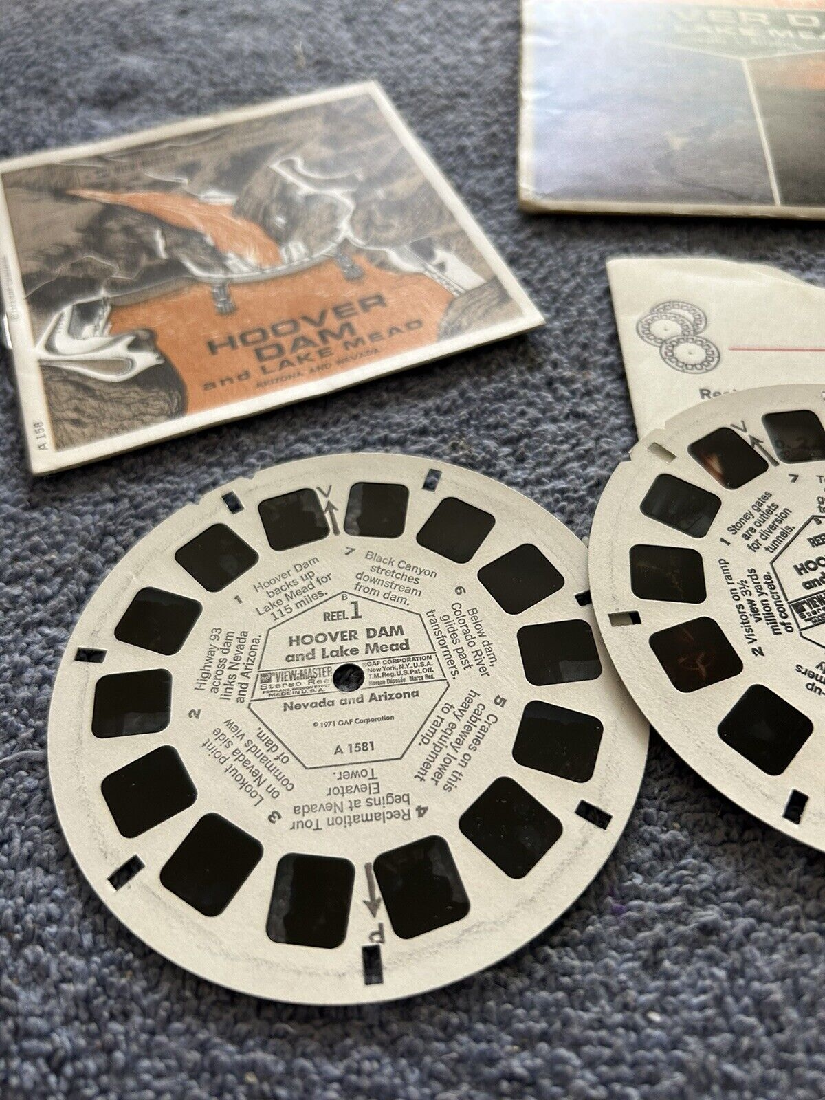 VIEW MASTER 3D REELS:  HOOVER DAM--21 PICTURES--3 REELS--OPENED PACKAGE