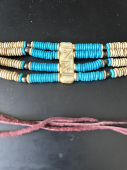 Osage Artist/Dancer: Beaded Chocker with leather bands