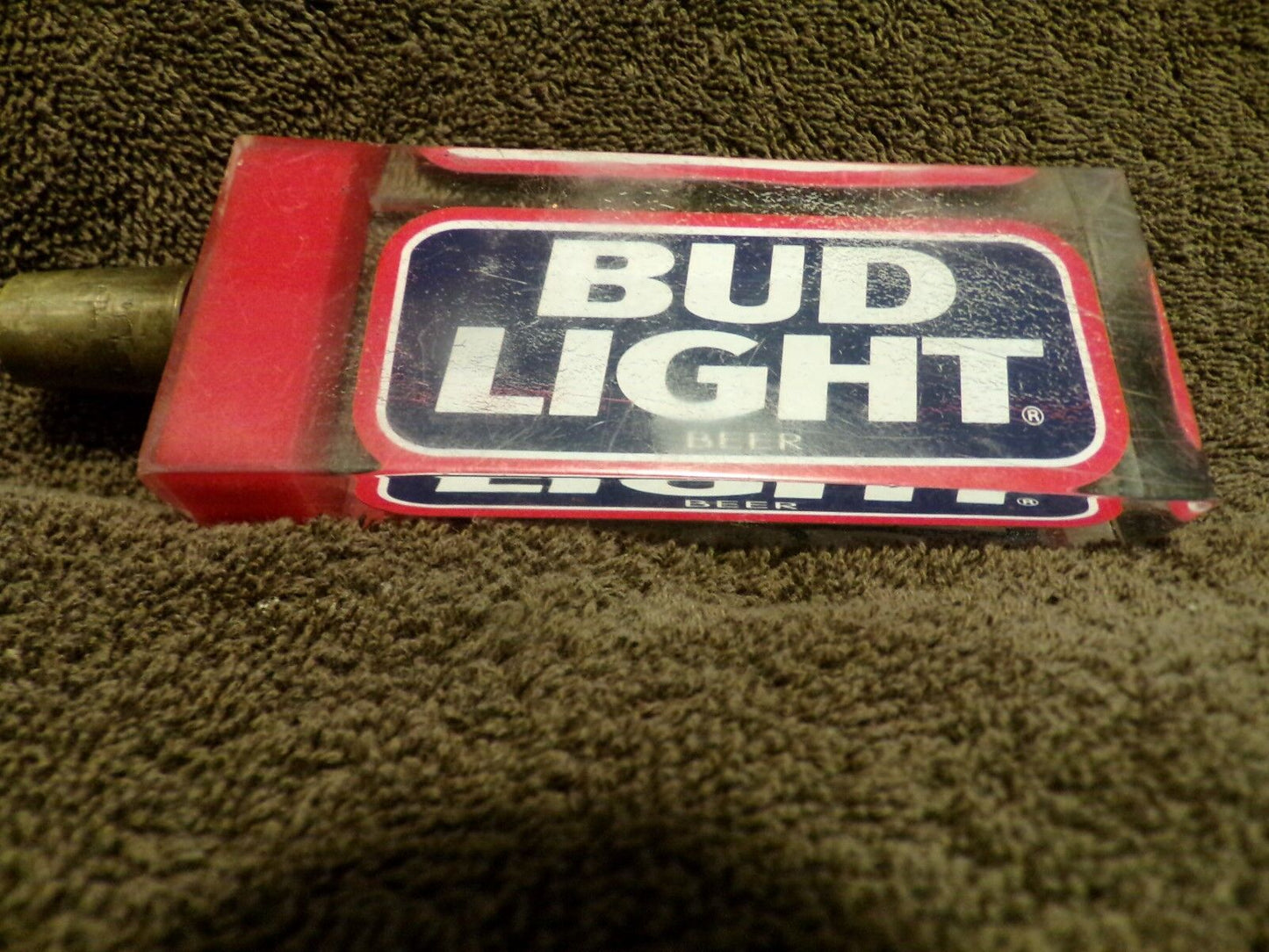 Beer Tap Bud Light handle-Acrylic and Brass-Red/White/Blue