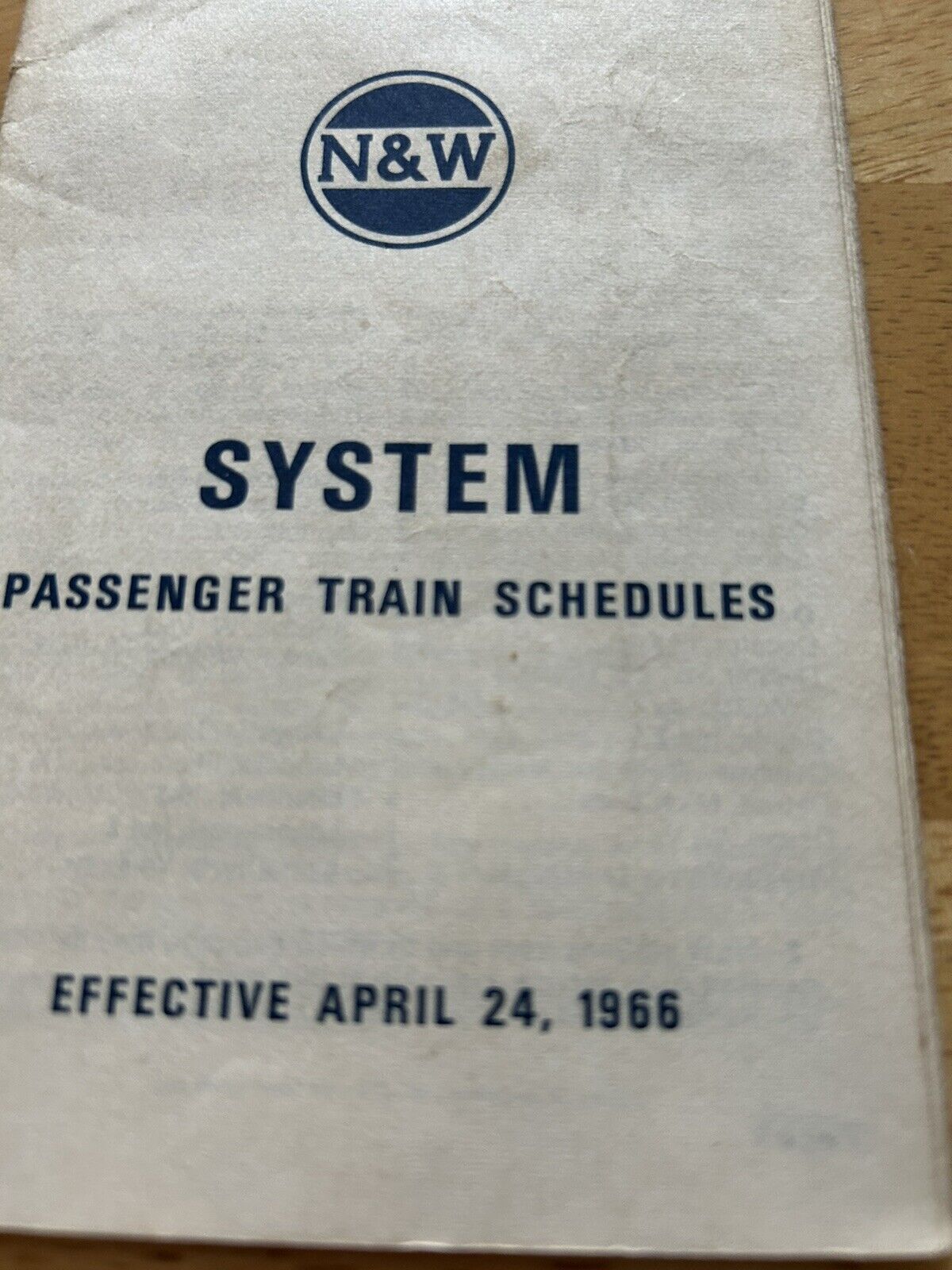 NORFOLK AND WESTERN RAILWAY SYSTEM PASSENGER TRAIN SCHEDULES Eff. APRIL 24. 1966