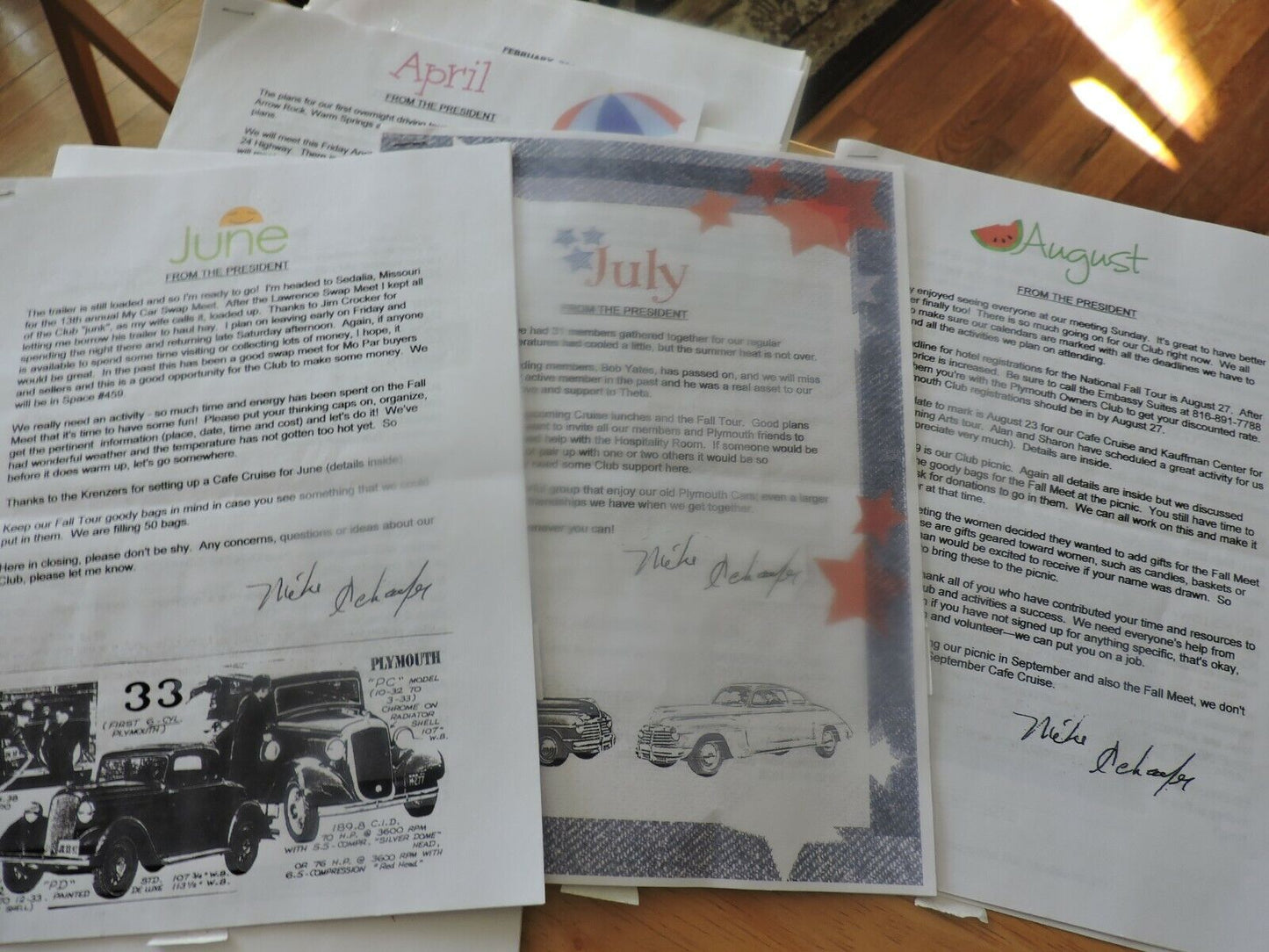 HEART OF AMERICA PLYMOUTH CLUB NEWS--VARIOUS NEWSLETTERS FROM 2010-2014 (18)