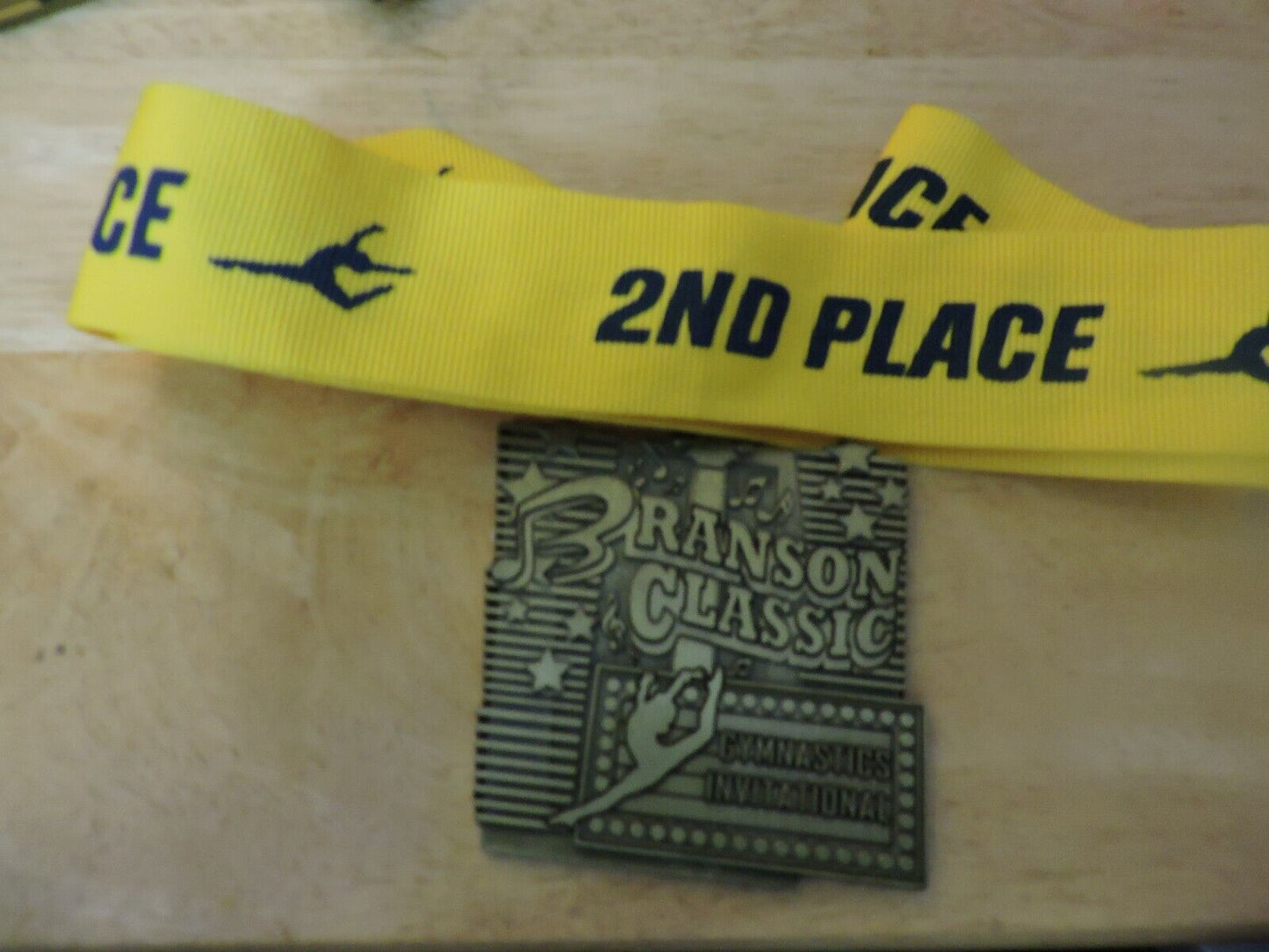 BRANSON CLASSIC GYMNASTICS INVITATIONAL 3X2.5 INCH MEDALYELLOW 2ND PLACE RIBBON