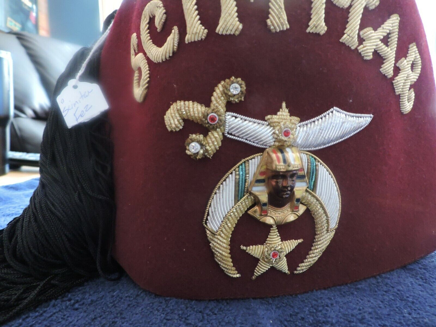 SCIMITAR FEZ  SIZE 71/4  (SHRINER HAT WITH RAISED LOGO)
