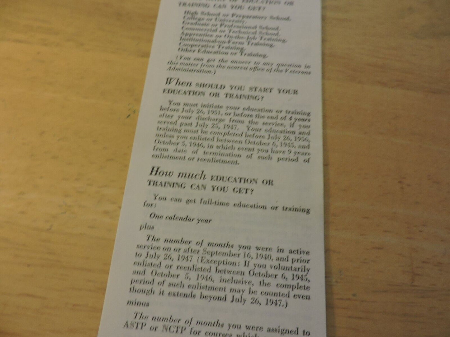 YOUR ANSWERS ABOUT EDUCATION AND TRAINING:  REVISED JUNE 1, 1948, VETERANS ADMIN